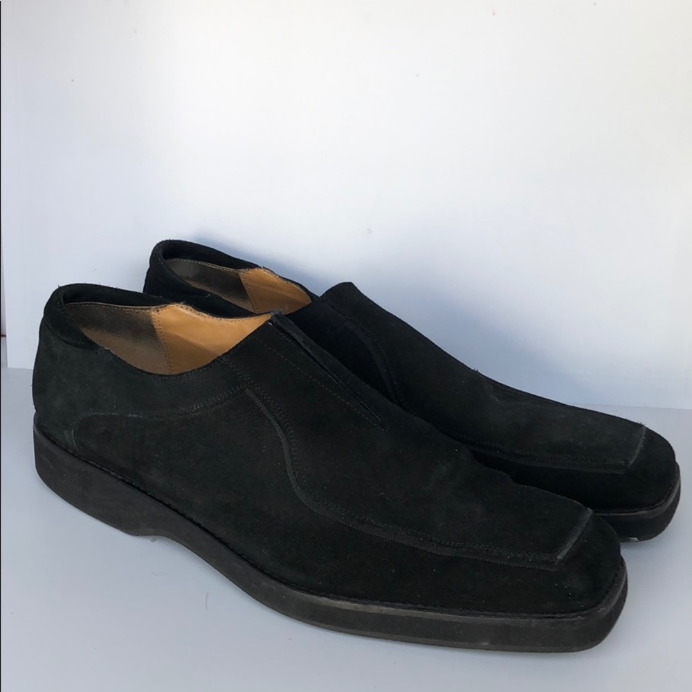 Mezlan black suede square toe loafers 15